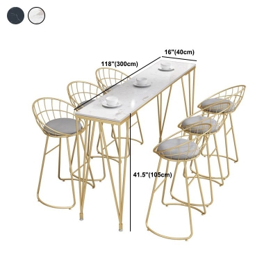 Rechteckiger Bartisch im glamour&ouml;sen Stil, fester Bistro-Bartisch aus Kunstmarmor