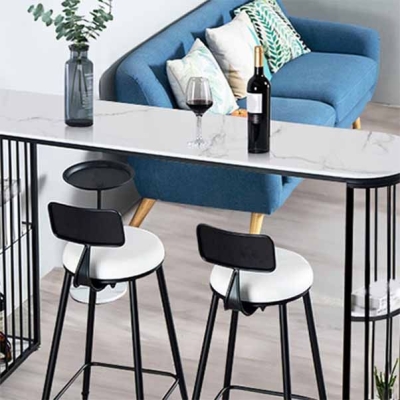 Wohnzimmer-Glamour-Thekenh&ouml;hen-Set, 1/2/3-teilig, Marmor-wei&szlig;e Tischplatte, Bistro-Set
