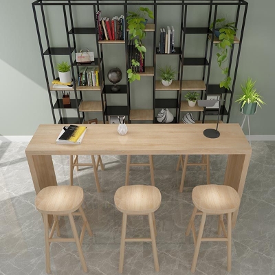 Bar-Esstisch aus Kiefernholz, moderner rechteckiger Bartisch mit doppeltem Sockel f&uuml;r das Wohnzimmer