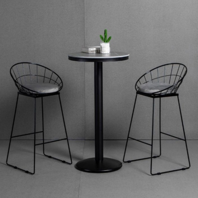 Bartisch-Set mit grauer Steinplatte im industriellen Stil, 1/2/3-teilig, Tresentisch mit hohen Hockern