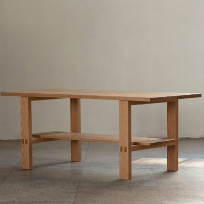 Scrivania rettangolare in legno massello da soggiorno, scrivania da ufficio, 29,1" H
