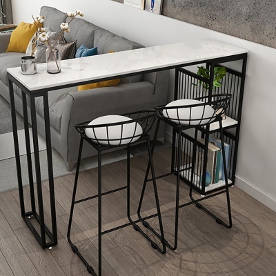 Barhoher Tisch im modernen Stil mit Metallgestell und 2 Regalen