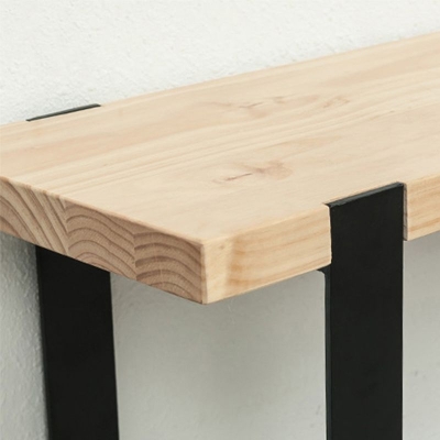 Bartisch im industriellen Stil, rechteckiger Bistro-Bartisch aus massivem Holz mit doppeltem Sockel