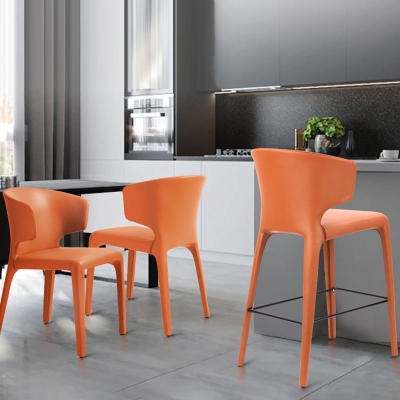 Moderner Barhocker mit quadratischem Sitz, PU-Leder, Barhocker mit Metallbeinen
