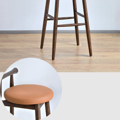 Armlehnenlose Esszimmerhocker aus Kunstleder, industrieller Barhocker mit Holzsockel