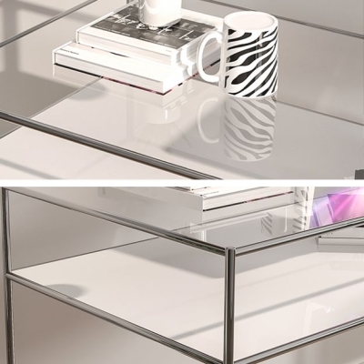 Bureau d'&eacute;criture rectangulaire contemporain en verre en forme de H