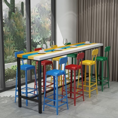 Modernes 1/5/9-teiliges Bartisch-Set, rechteckiger Holz-Thekentisch mit hohen Hockern f&uuml;r Caf&eacute;
