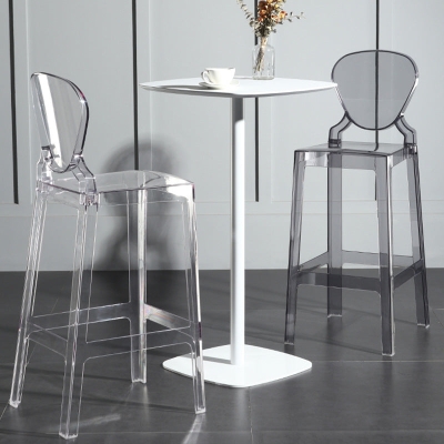 Fu&szlig;st&uuml;tzenm&ouml;bel, moderner Kunststoff-Thekenhocker mit niedriger R&uuml;ckenlehne und 4 Beinen