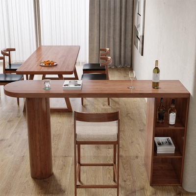 Bartisch im modernen Stil, Massivholz-Bar-Esstisch mit Ablagefach