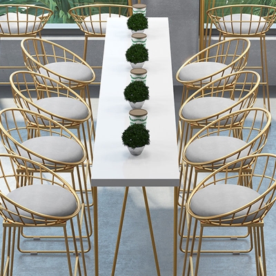 Glam 1/5/9 pezzi Set altezza bancone Set da pranzo per pub per interni con gambe bianche rettangolari
