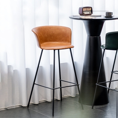 Bar- und Thekenhocker aus Leder f&uuml;r den Innenbereich, industrielle Fu&szlig;st&uuml;tze, Eimer-Thekenstuhl mit niedriger R&uuml;ckenlehne