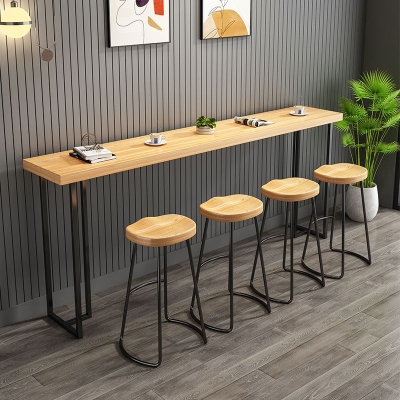 Holz-Thekenhocker im zeitgen&ouml;ssischen Stil, r&uuml;ckenfreier Barhocker mit Metallbeinen