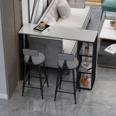 Modernes 1/3-teiliges Bartisch-Set, rechteckiger Steintisch mit Hockern f&uuml;r das Wohnzimmer