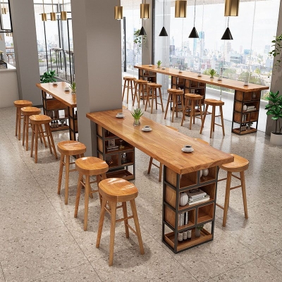 Industrieller Bartisch aus massivem Holz, rechteckiger Bar-Esstisch in Barh&ouml;he