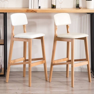 Barhocker im Industriestil, quadratischer Sitz, Thekenbarhocker mit Holzbeinen
