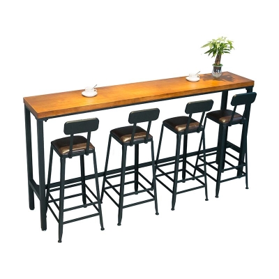 1/5-teiliges industrielles rechteckiges Kneipentisch-Set aus Holz, Tresentisch mit hohen Hockern