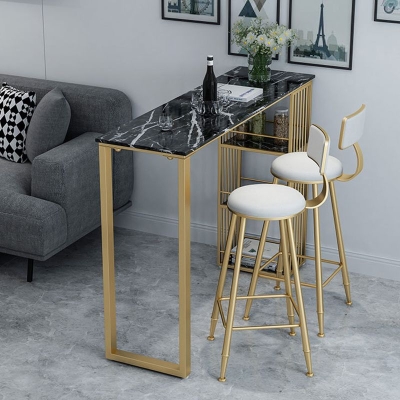 Glam Pub-Tisch, Barh&ouml;he, rechteckig, goldfarbenes Metallgestell, Bartisch f&uuml;r den Au&szlig;enbereich