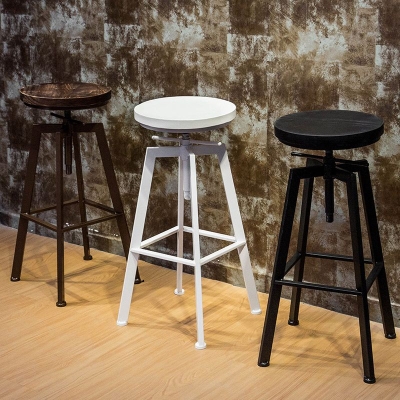 Runder Sitz, armloser Barhocker, moderner, drehbarer Barstuhl mit Metallbeinen