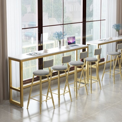 1/5/9-teiliges Bartisch-Set aus Glam-Eisen, rechteckiges Bistro-Set aus wei&szlig;em Kunstmarmor mit Fu&szlig;st&uuml;tze