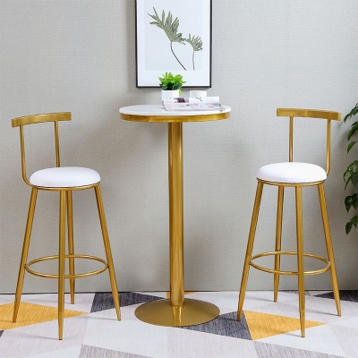 Glamour-Marmor-Thekentisch mit runder Tischplatte, goldener S&auml;ulentisch &ndash; 21,65 Zoll rund