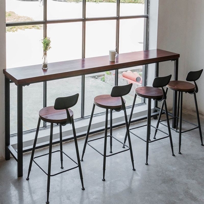 Rechteckiges Massivholz-Bartisch-Set, industrieller 1/5/6-teiliger Thekentisch mit Hockern