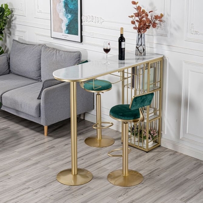 Glam Free Form Bartisch, wei&szlig;er Marmortisch mit Stauraum f&uuml;r das Wohnzimmer