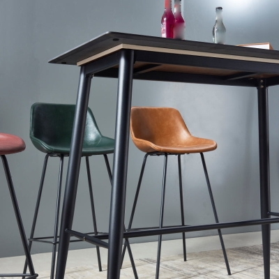Sgabello da bar moderno Sgabello da bar da bancone in pelle PU per cucina con 4 gambe in metallo