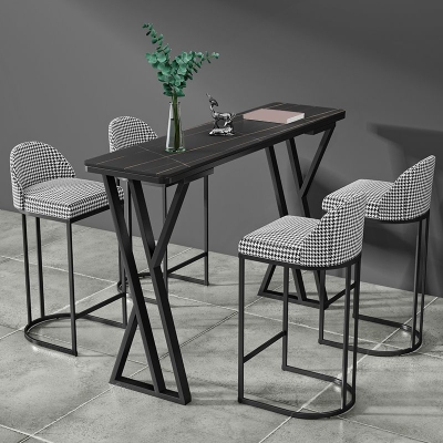 Modern Style Bistro Bar Table Rectangle Stone Top Bar Table for Dining Room