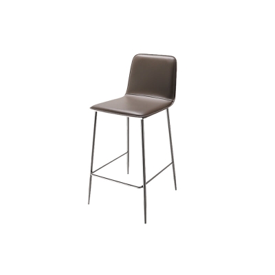 Industrieller Barhocker mit Lederr&uuml;ckenlehne und Thekenhocker f&uuml;r Bristol mit Metallbeinen