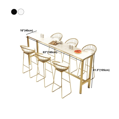 Zeitgen&ouml;ssischer Bartisch aus Kunstmarmor, Bar-Esstisch mit Bockgestell