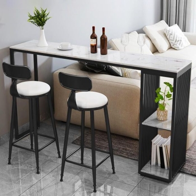 Luxuri&ouml;ses rechteckiges Marmor-Bartisch-Set, 1/3-teilig, Tresentisch mit hohen Hockern