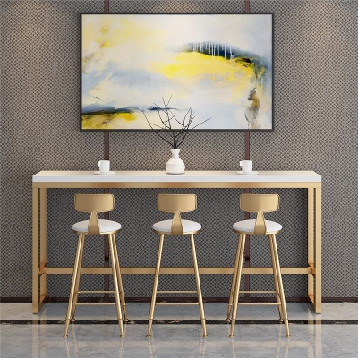 Rechteckiger Bartisch im Glam-Stil, Kunstmarmor-Bar-Esstisch mit Fu&szlig;st&uuml;tze