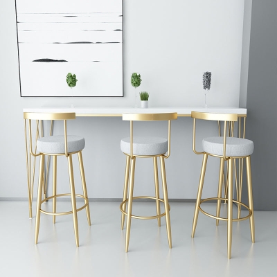 Glam Armloser Barhocker mit R&uuml;ckenlehne und Barhocker aus Eisen mit Kissen und Pedal f&uuml;r die Verwendung in der K&uuml;che
