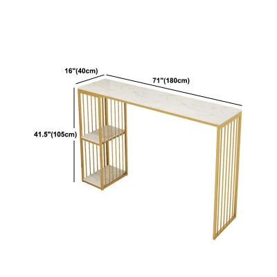 1/3-teiliges Bistro-Set aus Glam-Eisen, rechteckiges Bartisch-Set mit wei&szlig;er Marmorplatte und Regal