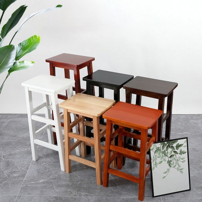 Barhocker aus massivem Holz, armloser, r&uuml;ckenfreier Thekenhocker f&uuml;r das Wohnzimmer