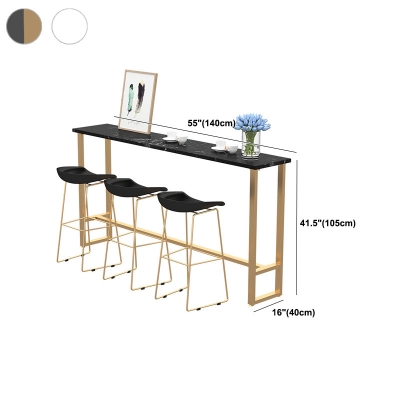 Glam Pub Table Rechteckiger Bartisch aus Stein mit Bockgestell f&uuml;r den Innenbereich