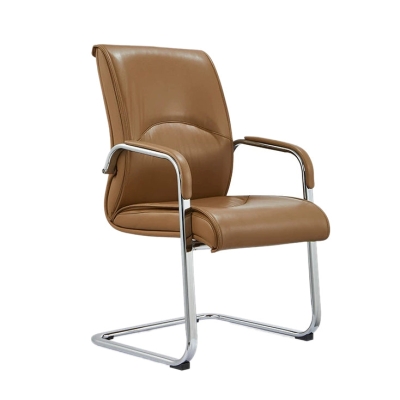 B&uuml;rostuhl mit mittlerer R&uuml;ckenlehne, Ledersitz, feste Armlehne, Metallstuhlbein, B&uuml;rostuhl