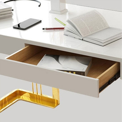 Scrivania in Legno Sintetico Scrivania da Ufficio Glam Rettangolare 1 Cassetto