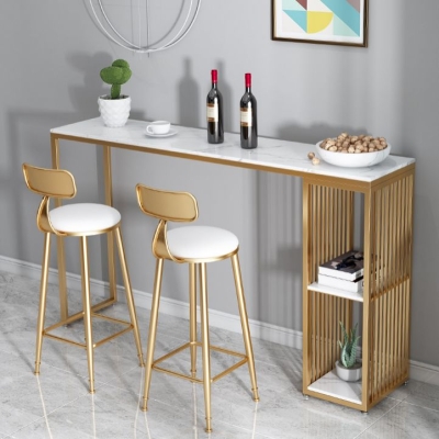 Set per altezza bancone Glam per interni Set da bistrot per stoccaggio in marmo rettangolare da 1/2/3 pezzi
