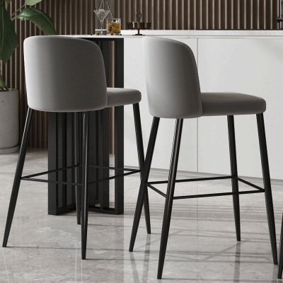 Thekenhocker im Industriestil, gepolsterter Wohnzimmer-Barhocker mit Metallbeinen