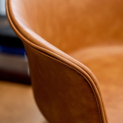 Bar- und Thekenhocker aus Leder f&uuml;r den Innenbereich, industrielle Fu&szlig;st&uuml;tze, Eimer-Thekenstuhl mit niedriger R&uuml;ckenlehne