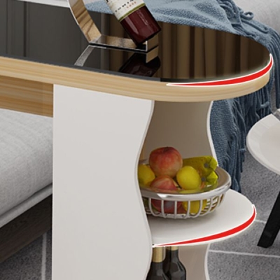 Moderner Glas-Bartisch mit Holzsockel und Weinschrank f&uuml;r das Wohnzimmer