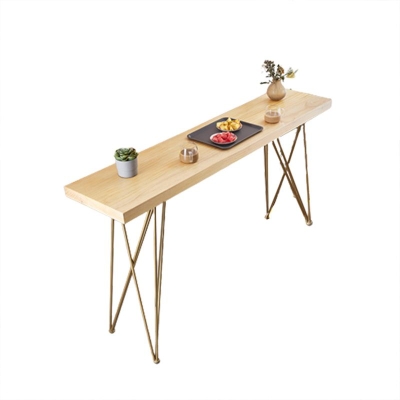 Moderner Bartisch mit Massivholzplatte und vier Beinen
