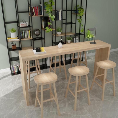Bar-Esstisch aus Kiefernholz, moderner rechteckiger Bartisch mit doppeltem Sockel f&uuml;r das Wohnzimmer