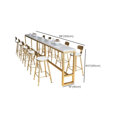 Tavolo da bar Glam con piano in legno massello, tavolo da pub bistrot con base dorata