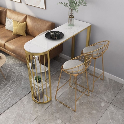 Bartisch-Set mit Steinplatte, 1/2/3-teilig, Glamour-Set mit Aufbewahrungsthekenh&ouml;he f&uuml;r das Wohnzimmer