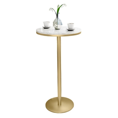Runder und quadratischer Bartisch im Glam-Stil aus Kunstmarmor und Metall. Milk Tea Shop-Bartisch