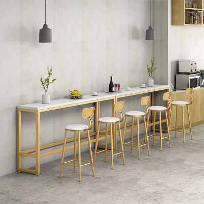 Rechteckiges Kneipentisch-Set mit Fu&szlig;st&uuml;tze, Glamour, 1/2/3/4/6-teilig, Wei&szlig;, Coffee-Shop-Bistro-Set