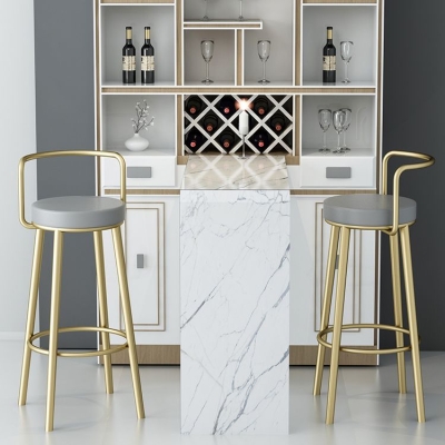 Armloser Thekenhocker im Glam-Stil, runder Barhocker aus Kunstleder