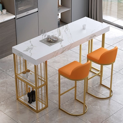 Set tavolo da bar moderno da 1/3 pezzi Tavolo da bancone rettangolare in pietra con sgabelli per sala da pranzo